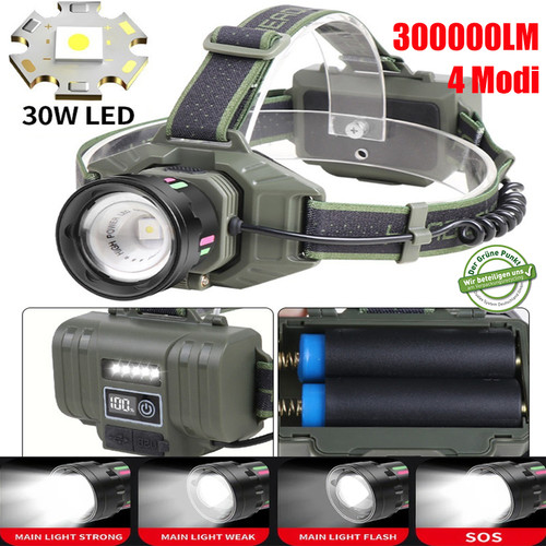 300000lm led stirnlampe super - 300000lm,