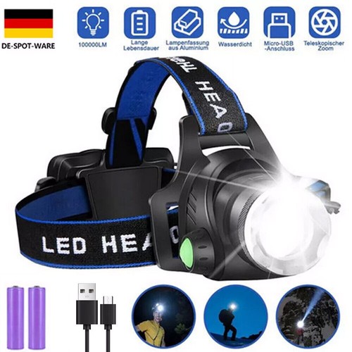 Led stirnlampe 100000l zoombar - led,
