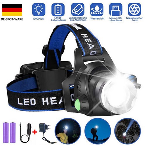 Led stirnlampe 100000lm super - led,